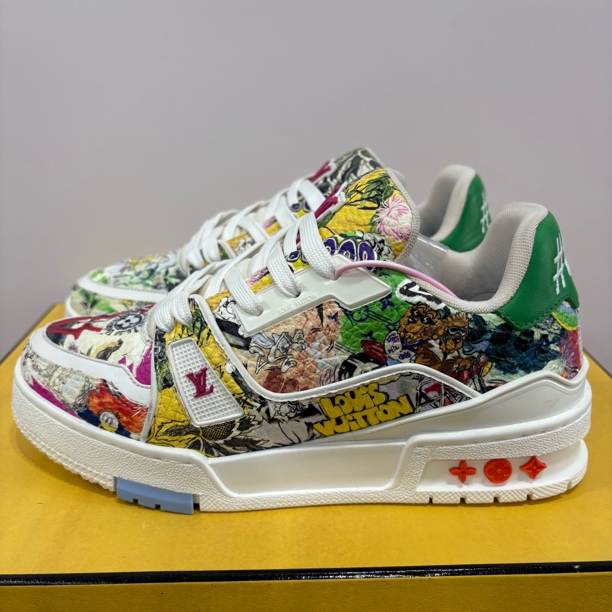 99新 LouisVuitton/路易威登 36.5码 trainer 涂鸦 低帮板鞋F0080