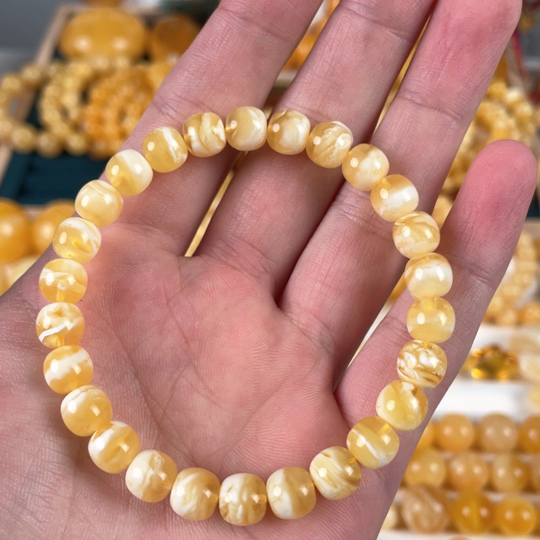 蜜蜡裸石未镶嵌单圈老型8+