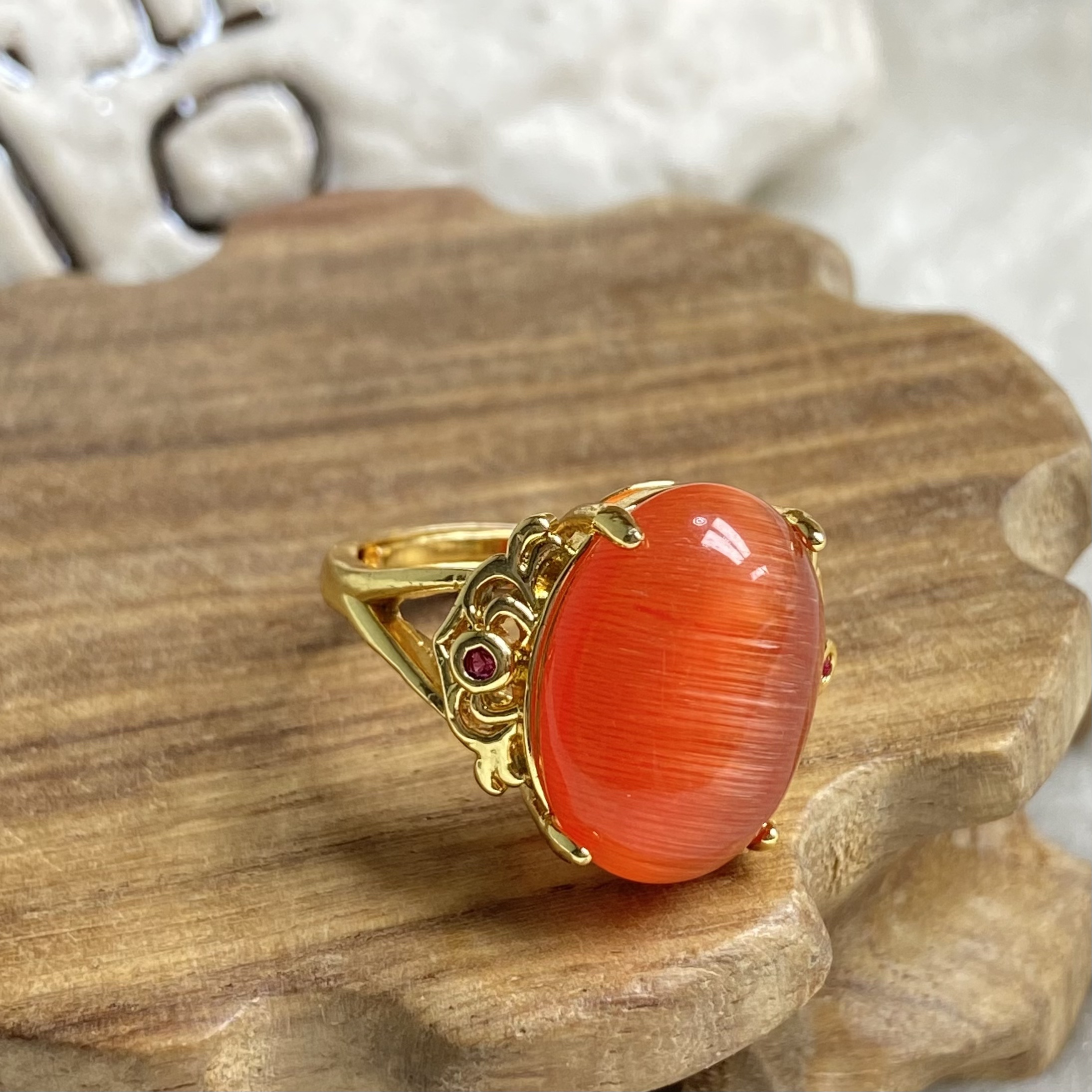 Y典藏品 橘红时尚戒指美观大气美轮美奂尽显魅力