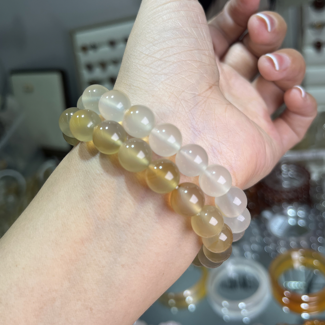 （10mm浅蜂蜜水）逊克北红玛瑙蜂蜜水浅香槟色单圈手串