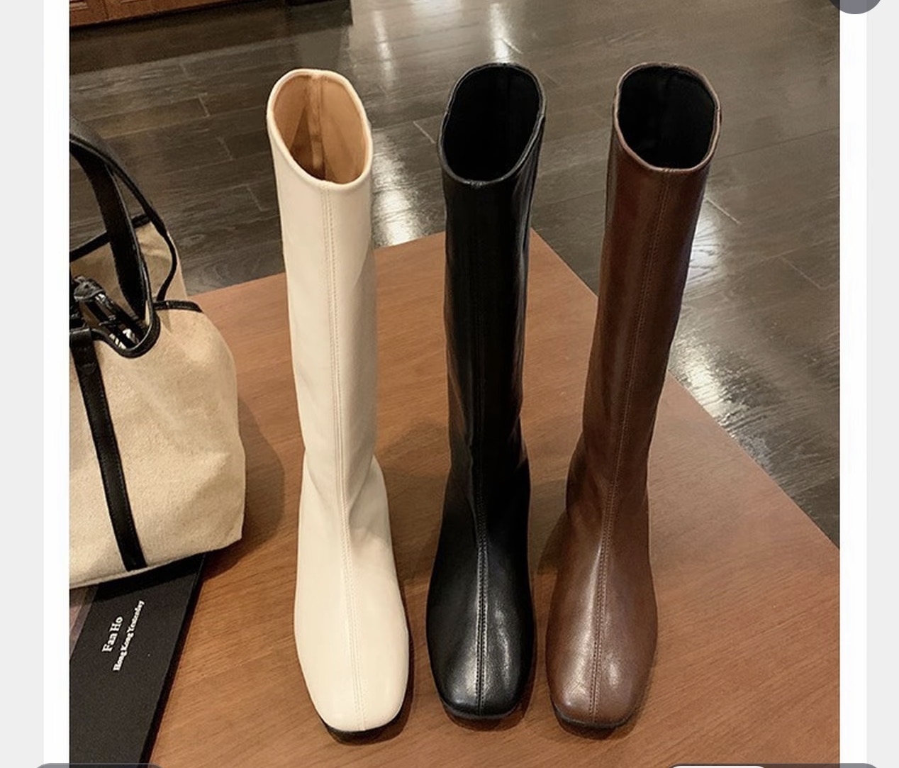 【XIAO】葡萄妈同款增高4cm 百搭平底柔软加绒瘦瘦靴中筒骑士长靴女