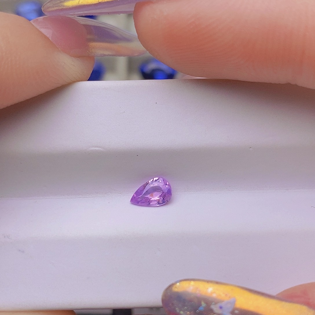 裸石蓝宝石无烧浪漫浅色粉紫交织0.41ct/3667号