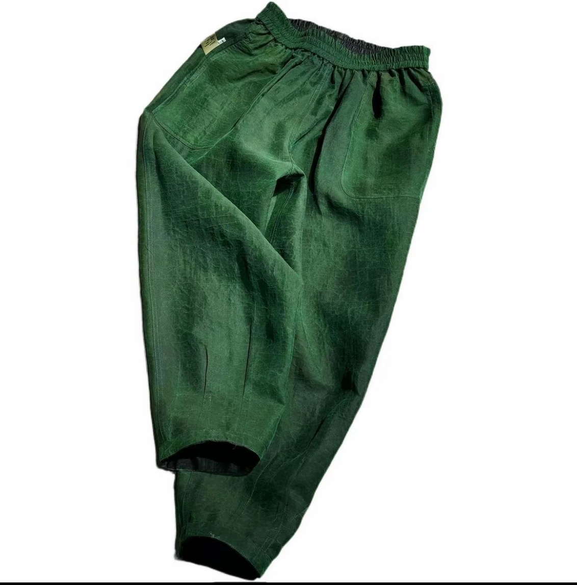 【祖母绿】40姆米透气龟裂纹香云纱轻职风休闲裤休闲双面穿小脚裤