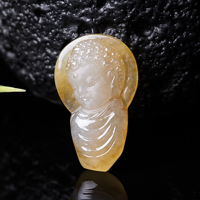 天然翡翠A货冰糖黄 释迦牟尼宝宝佛