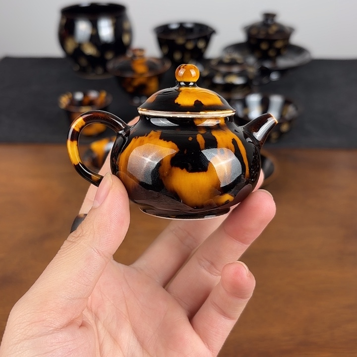瓷玳瑁釉迷你小品壶
