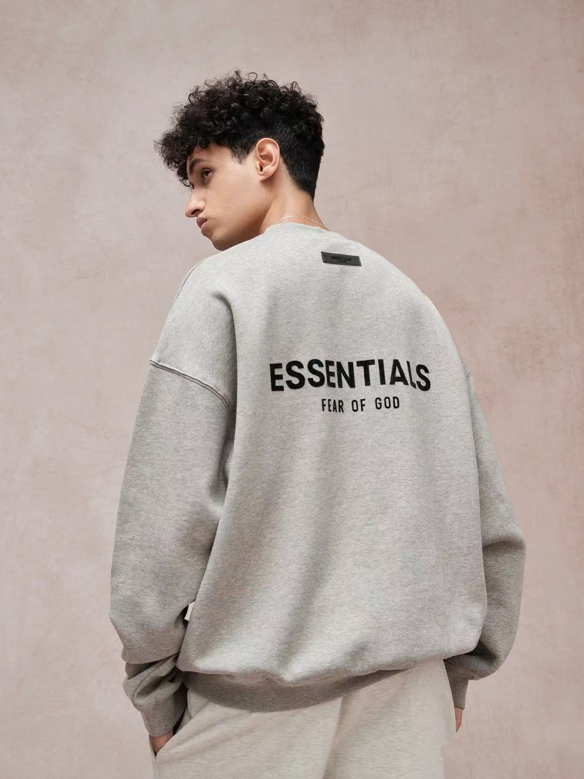 ESSENTIALS 第八季圆领前后植绒 高街潮牌宽松休闲男女同款卫衣