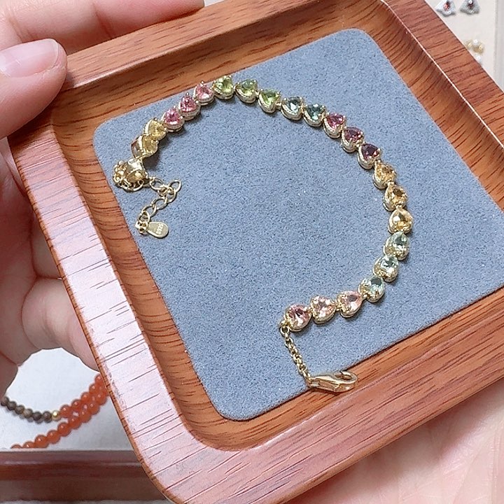 碧玺手链银S925镶嵌手链