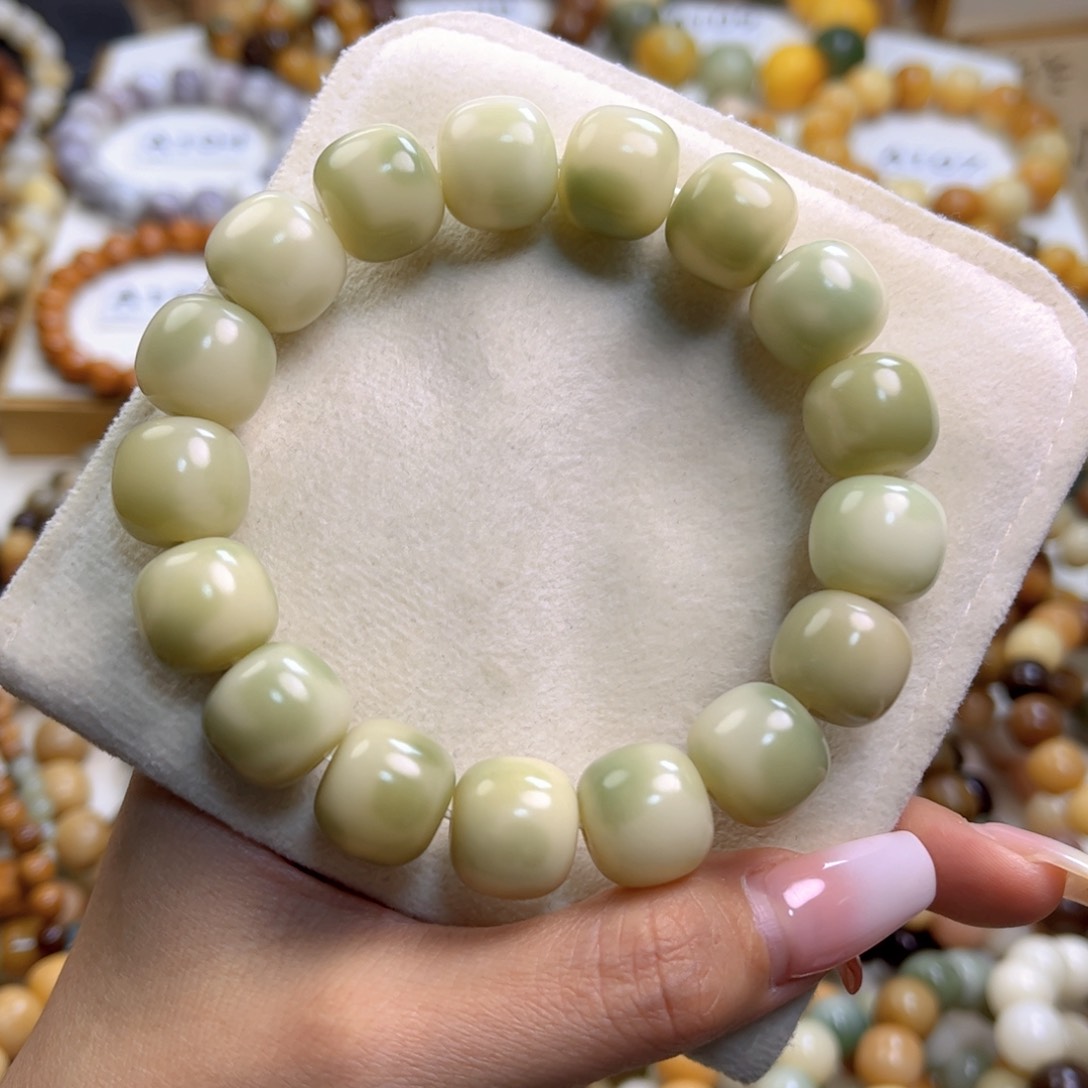 菩提根/象牙果手串干磨高抛抹茶花皮