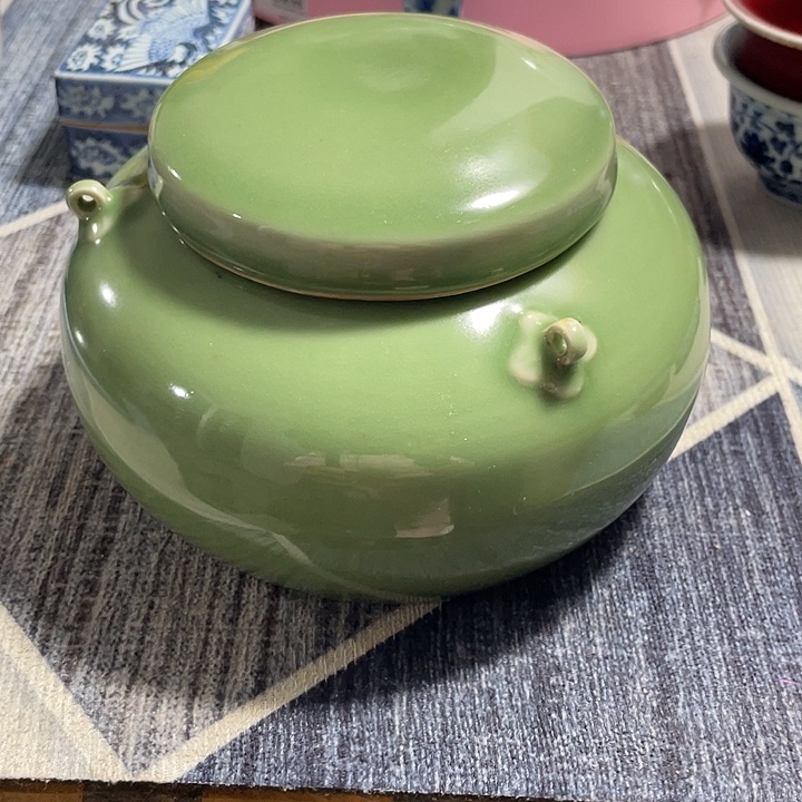 摆件陶翠青釉三系灌