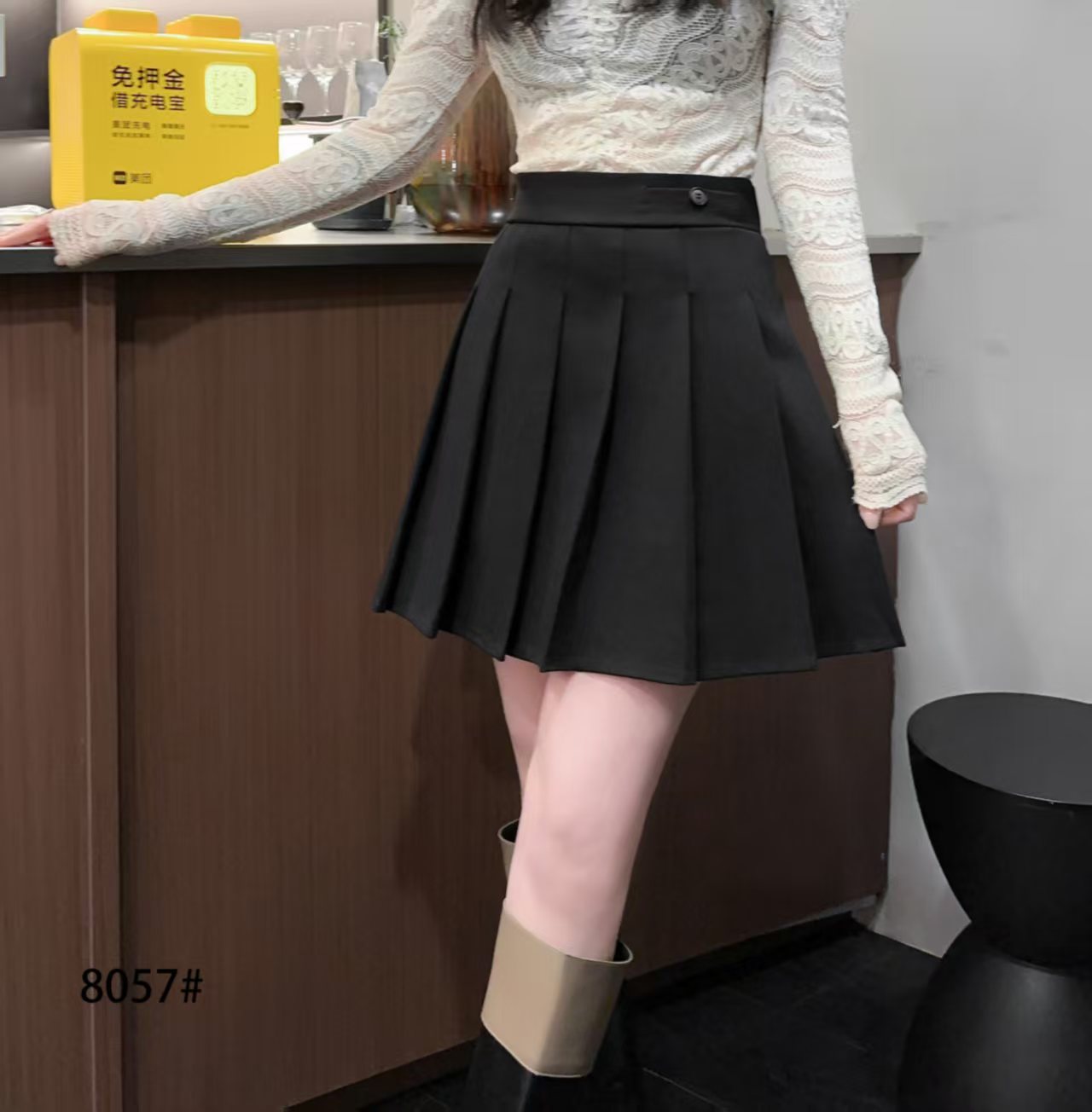（琳琳家）早秋高腰半身裙复古高腰女士百褶短裙百褶裙显瘦防走光