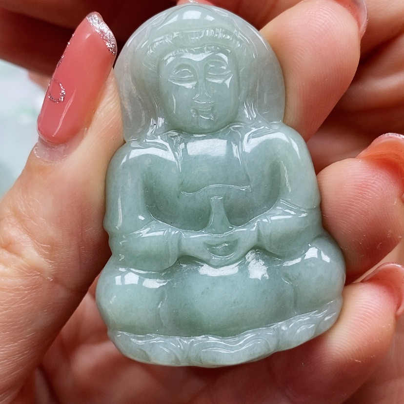 【闪购商品】翡翠颈饰未镶嵌天然翡翠A货绿观音