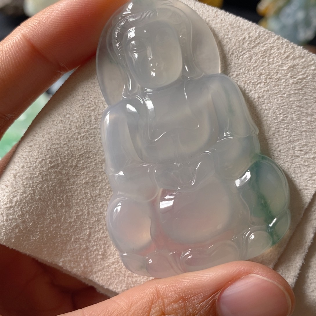 翡翠颈饰未镶嵌8*8翡翠观音