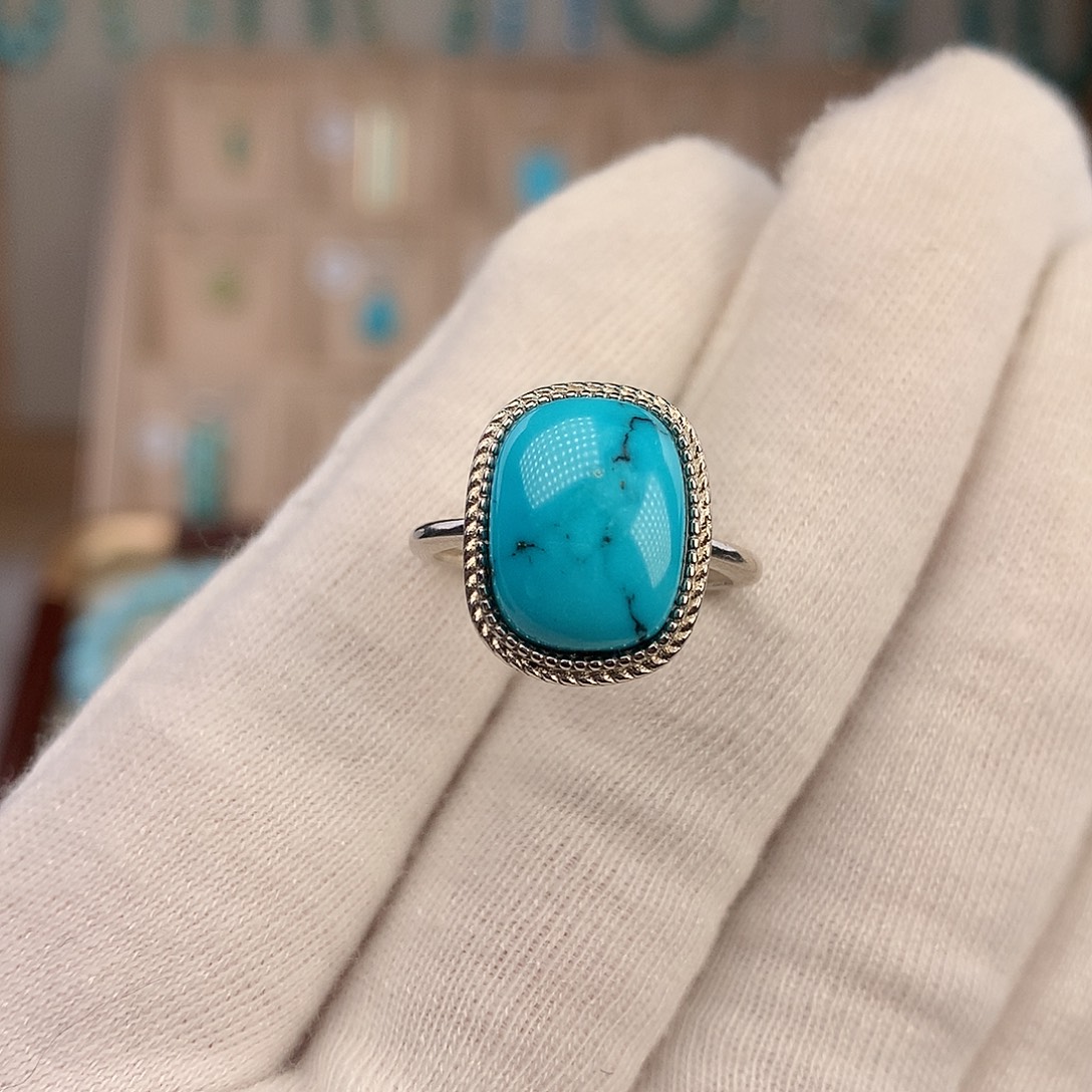 绿松石银S925镶嵌戒指