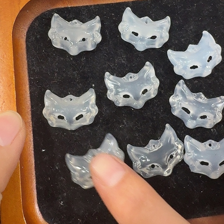 玛瑙/玉髓合金珠宝半成品2个面具吊坠