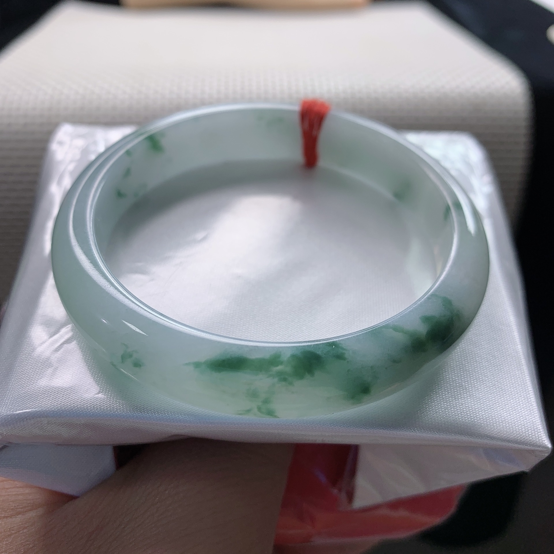 细糯55圈飘花正圈手镯时尚百搭正品缅甸天然翡翠A货玉镯子女13210