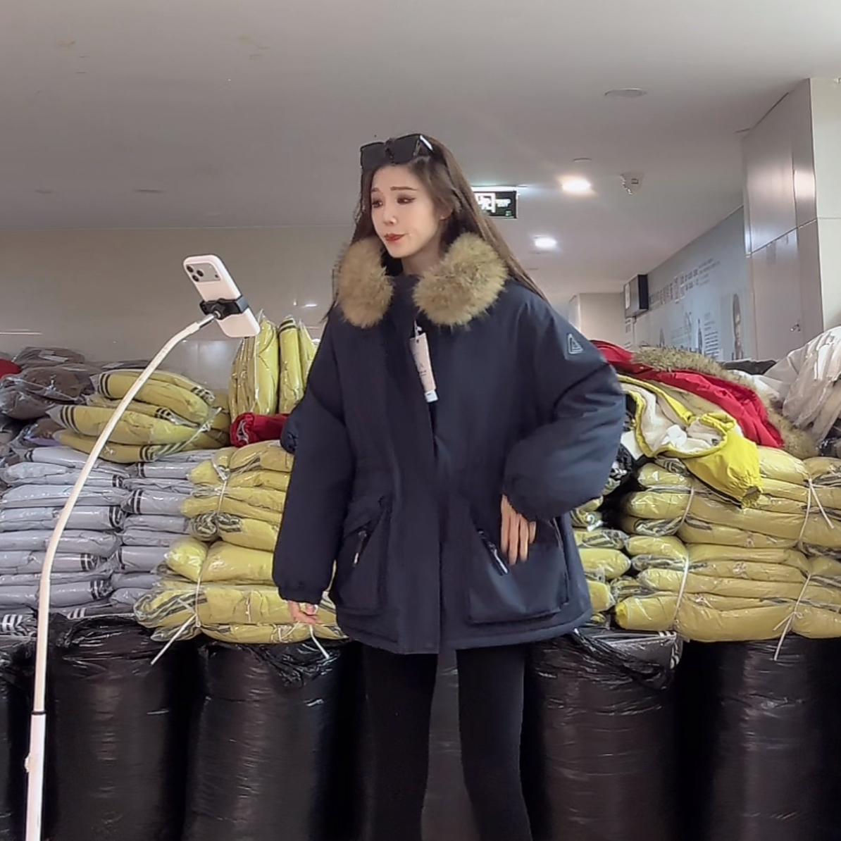 【柒汐】推荐冬季设计感三角标工装棉服外套6616