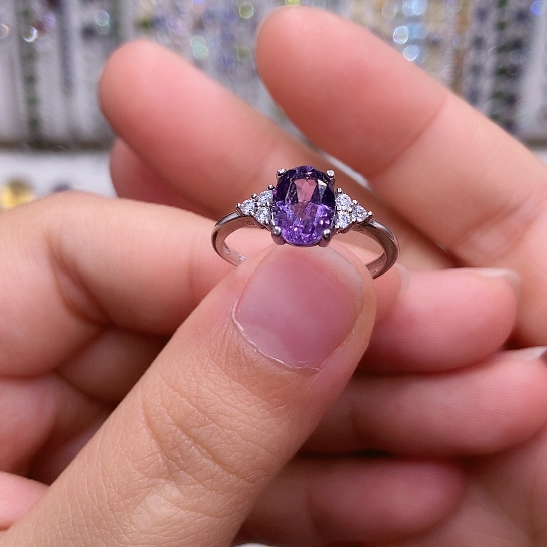 戒指紫晶银S925镶嵌