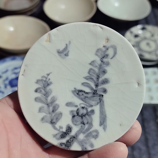 瓷片青花影青杯垫学习标本