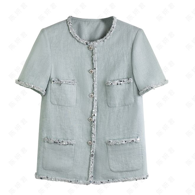 【大牛专属】小香风银丝亚麻舒适短袖外套25073957 CYJ-WWO124-W926