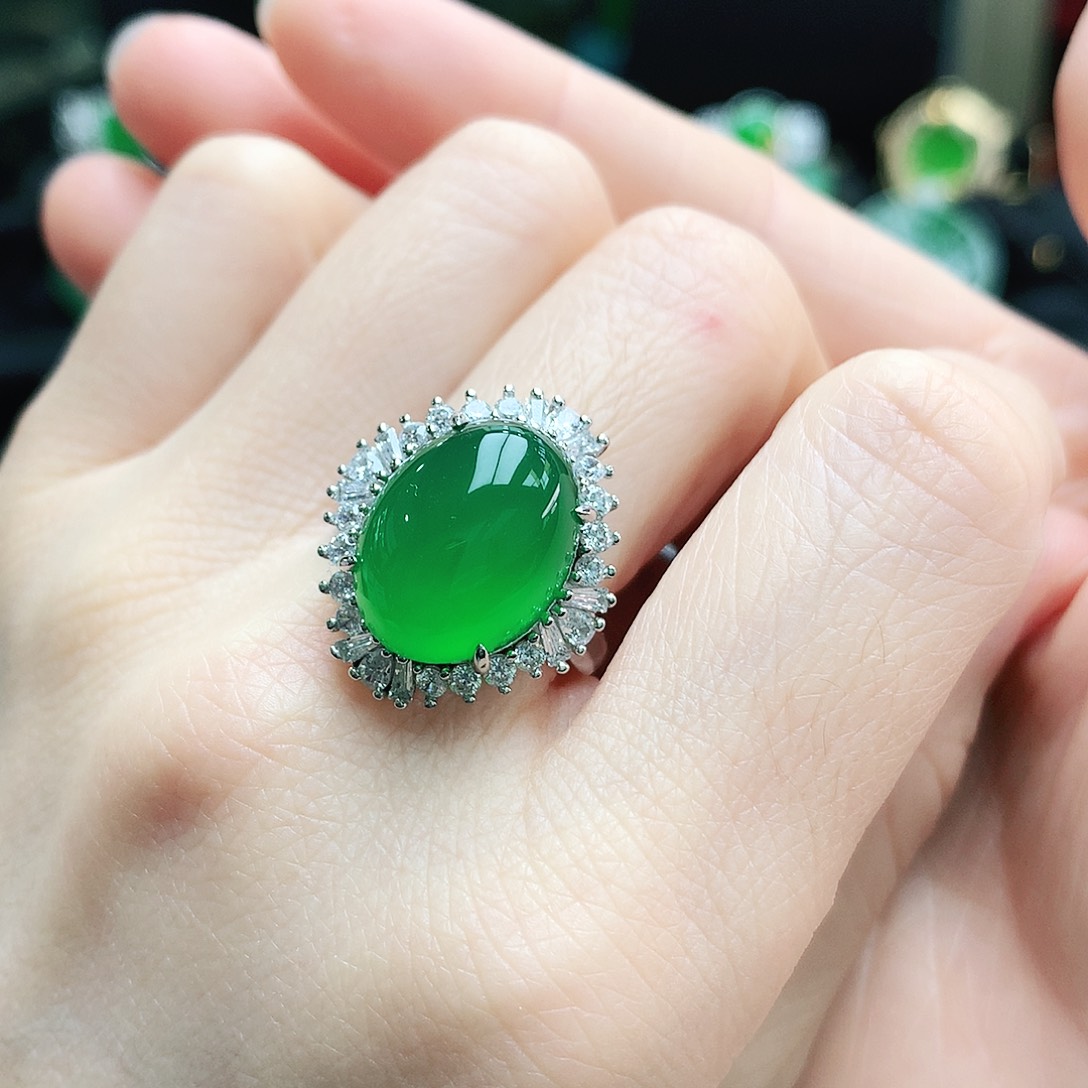 玛瑙/玉髓戒指银S925镶嵌