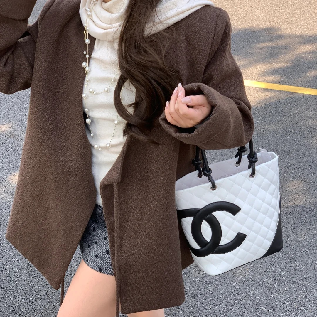 95新 Chanel/香奈儿 香奈儿康鹏菜篮子白色单肩包/98新/优选