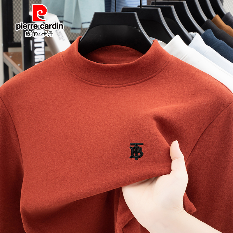 皮尔卡丹高端德绒长袖t恤卫衣男士2025秋冬季内搭上衣保暖打底衫商品图