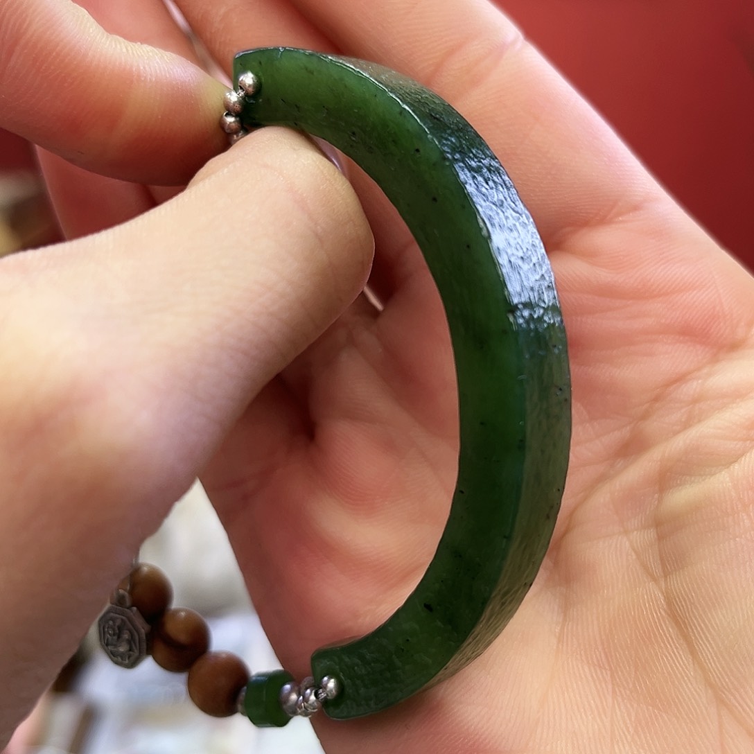 和田玉（碧玉）手链未镶嵌半镯