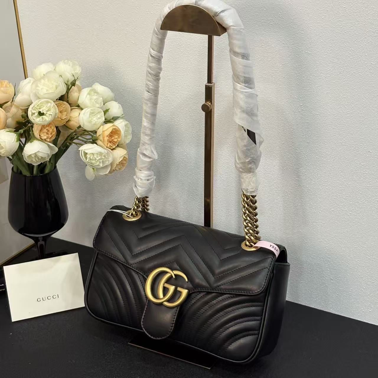 未使用 GUCCI/古驰 壹所奢品/GUCCI 马蒙26 黑金 闲置 单肩包元旦