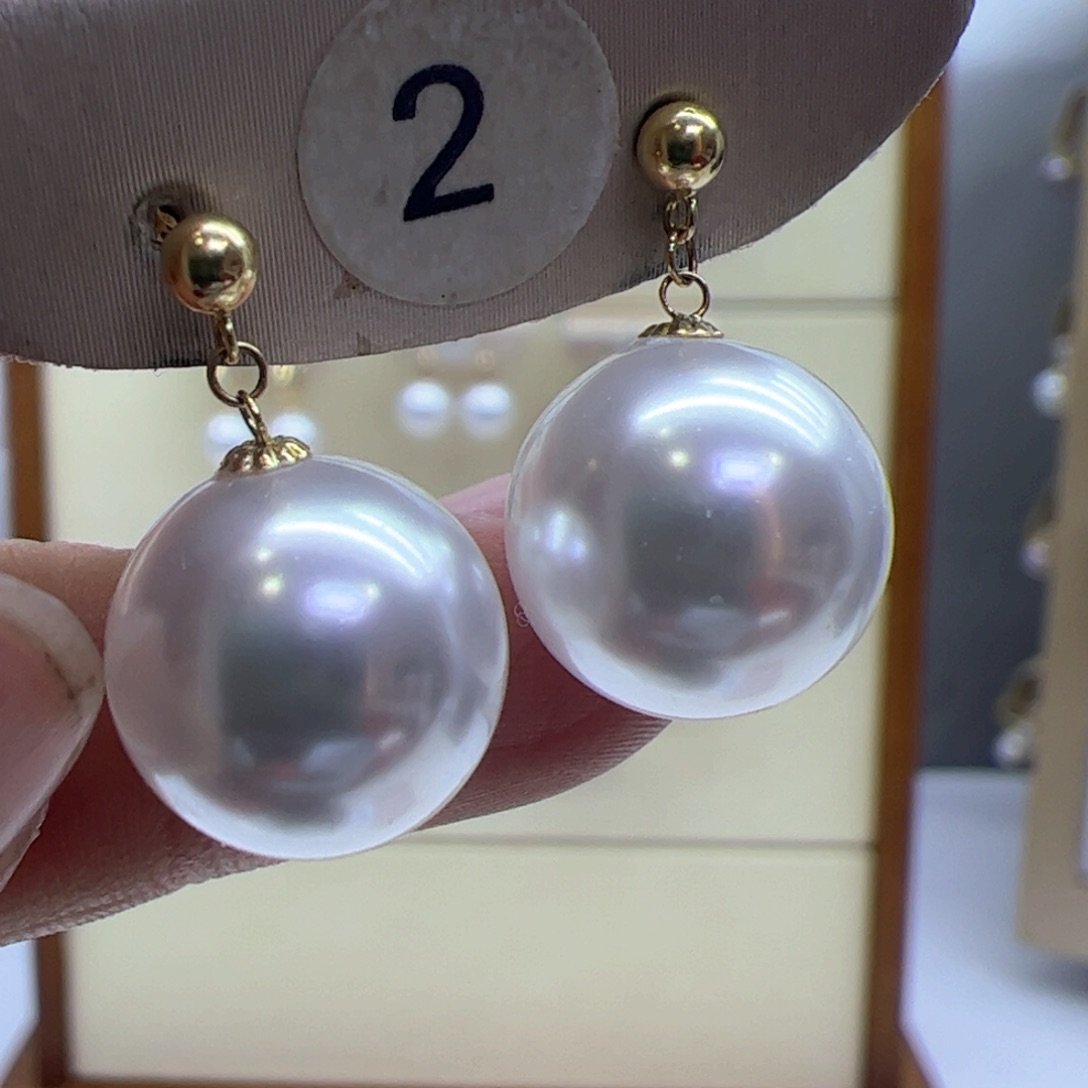 淡水珍珠耳饰18K金镶嵌