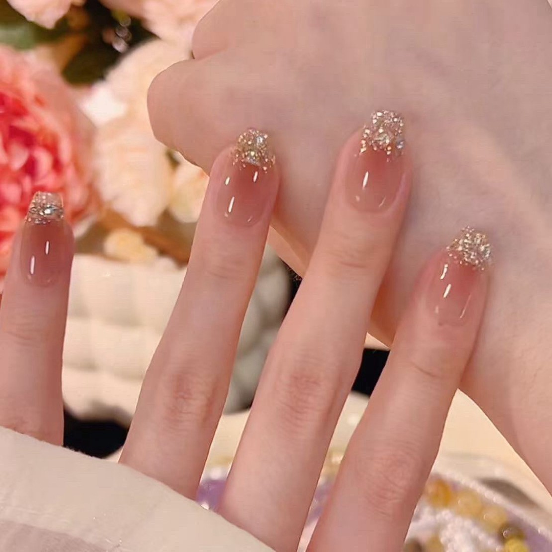 【碎钻QQ糖】手工猫眼穿戴甲美甲贴片可拆卸指甲贴片10片装