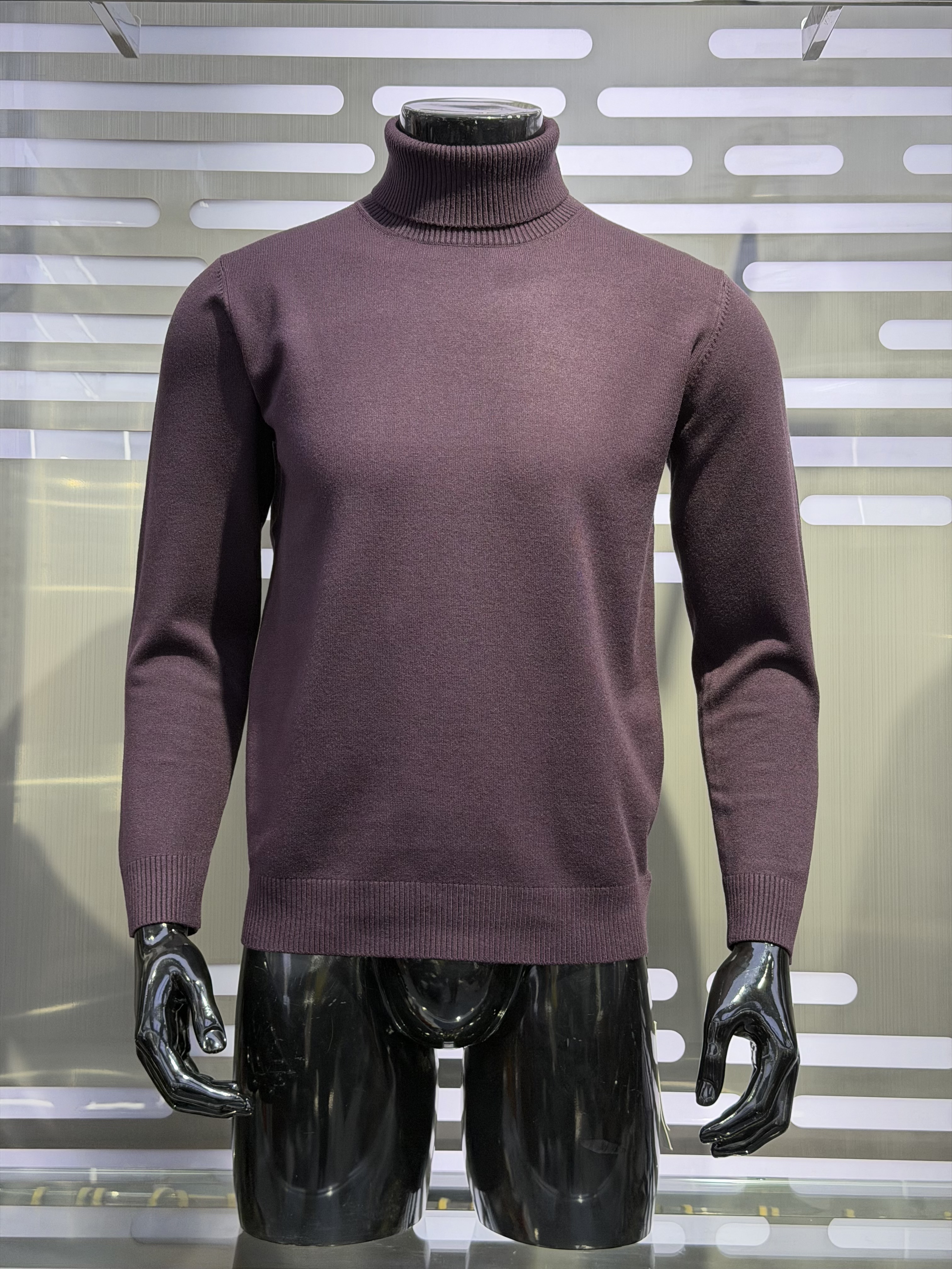 常规款针织宽松型男装两翻领厚款衫高领毛休闲