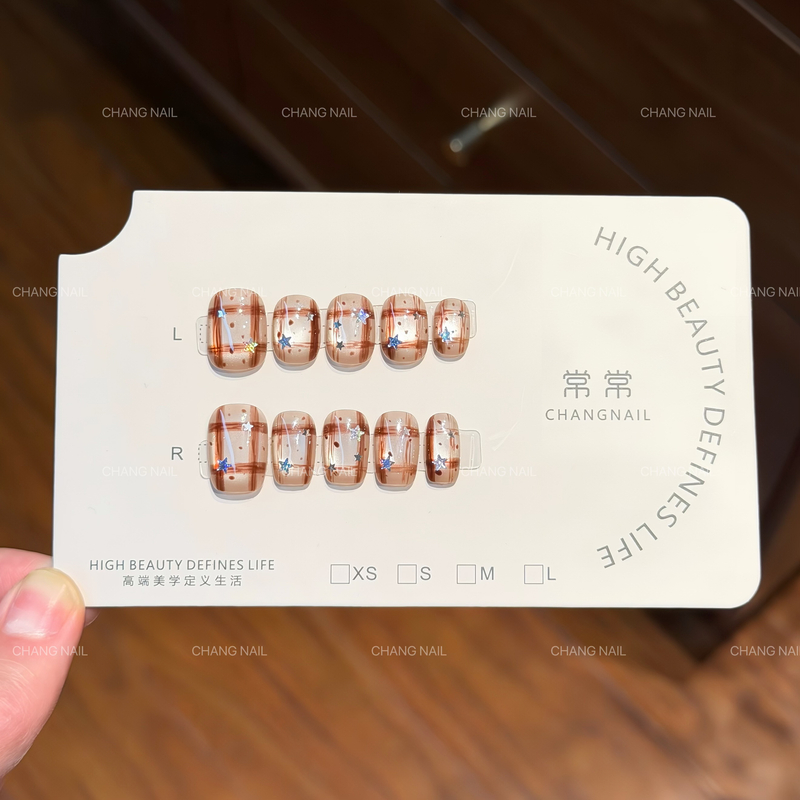 千与千寻-Spirited Away-纯手工穿戴甲格纹清透淑女气质风 10片装