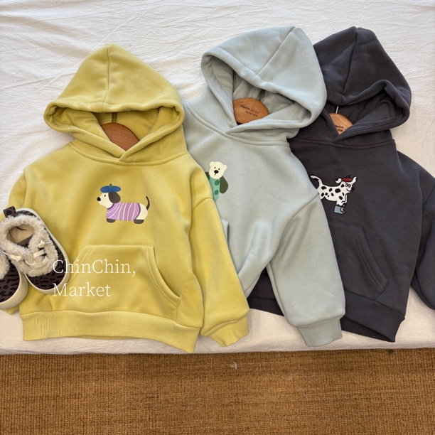 游乐园·韩版童装加绒卫衣连帽上衣男孩卡通套头衫衣服秋冬款潮童