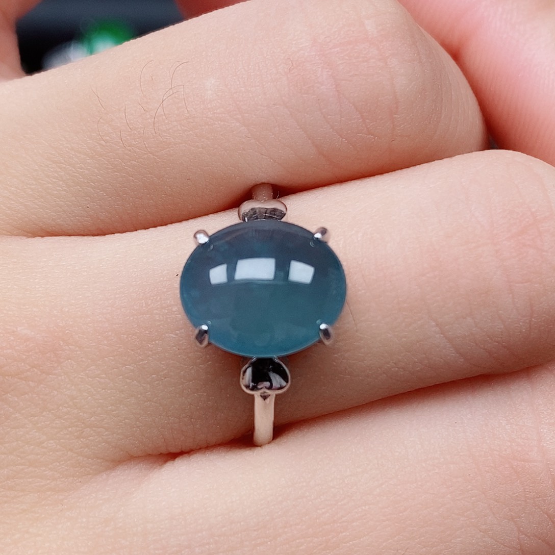 翡翠戒指银S925镶嵌戒指