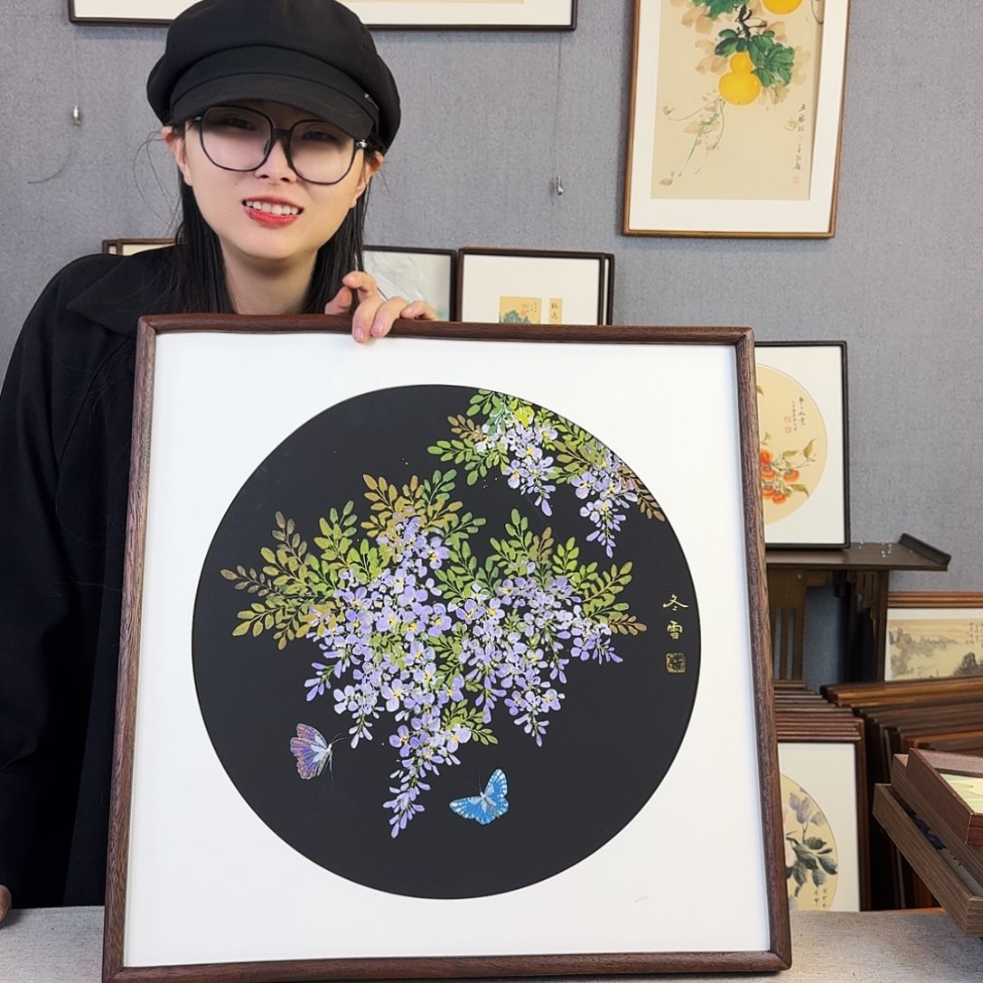 书法手绘带框尺寸： 53*53