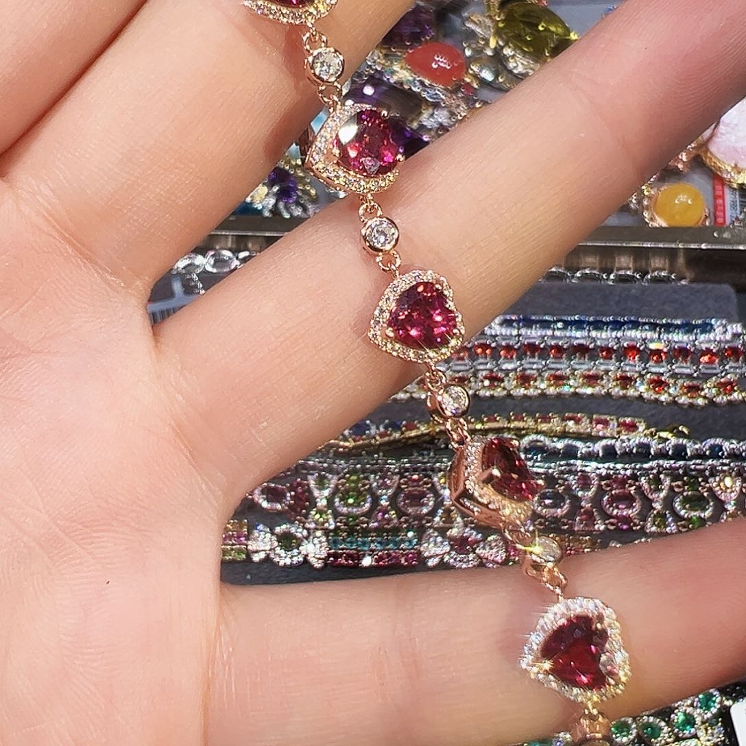 银S925镶嵌手链石榴石