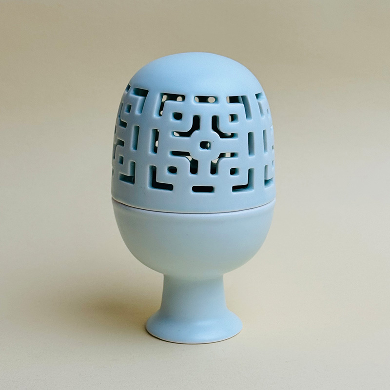 聚器堂严选-高脚窗花高脚碎花香炉镂空香道摆件