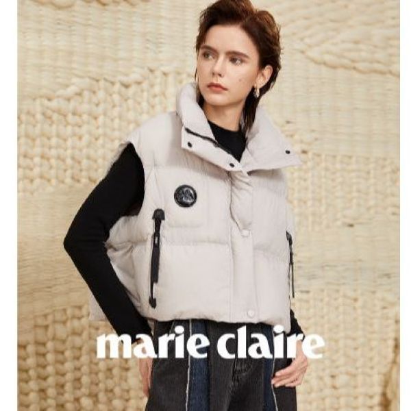 marie claire女式羽绒服2024冬季保暖外套短款羽绒马甲时尚高级感