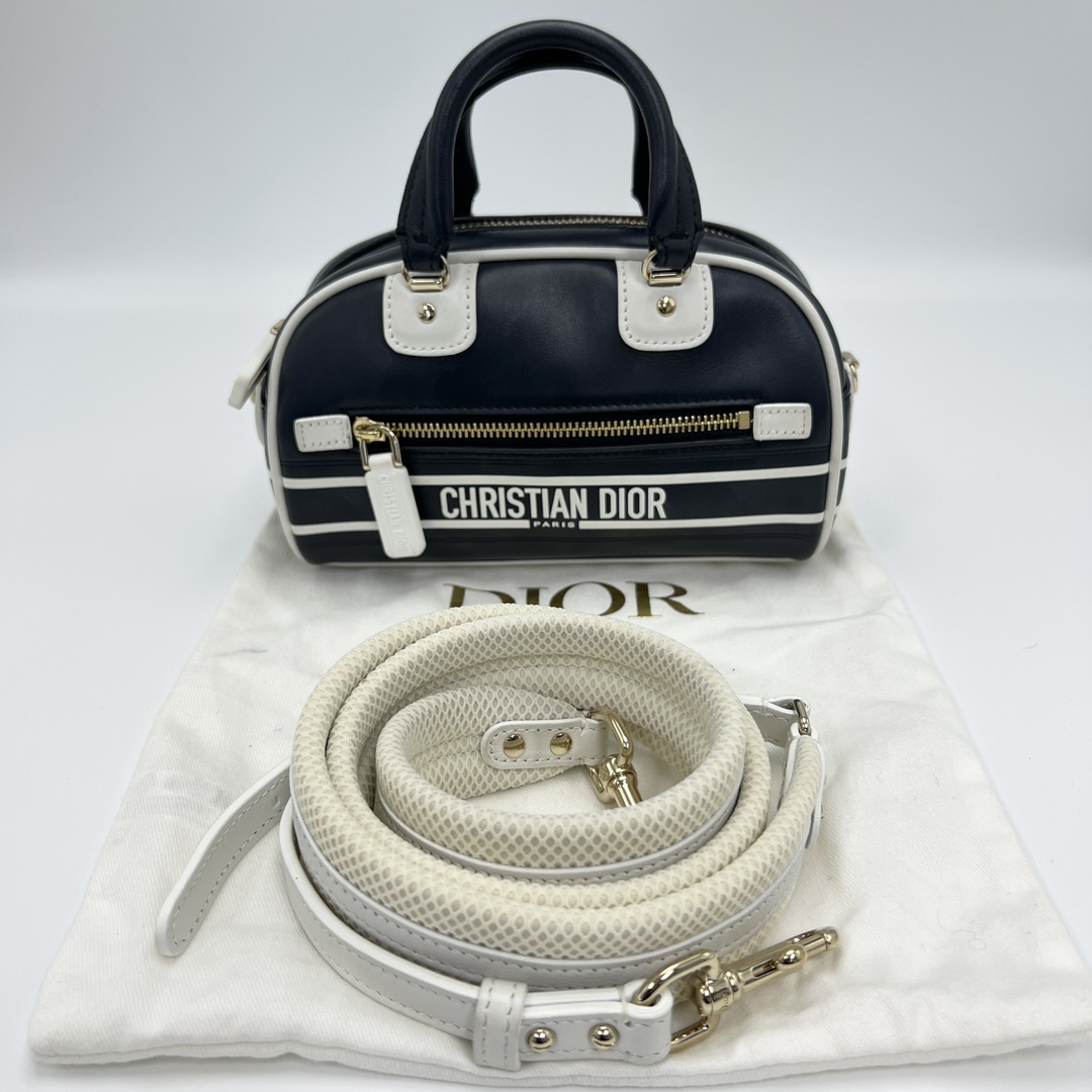 95新 DIOR/迪奥 Vibe Bowling黑白拼色保龄球包 01027