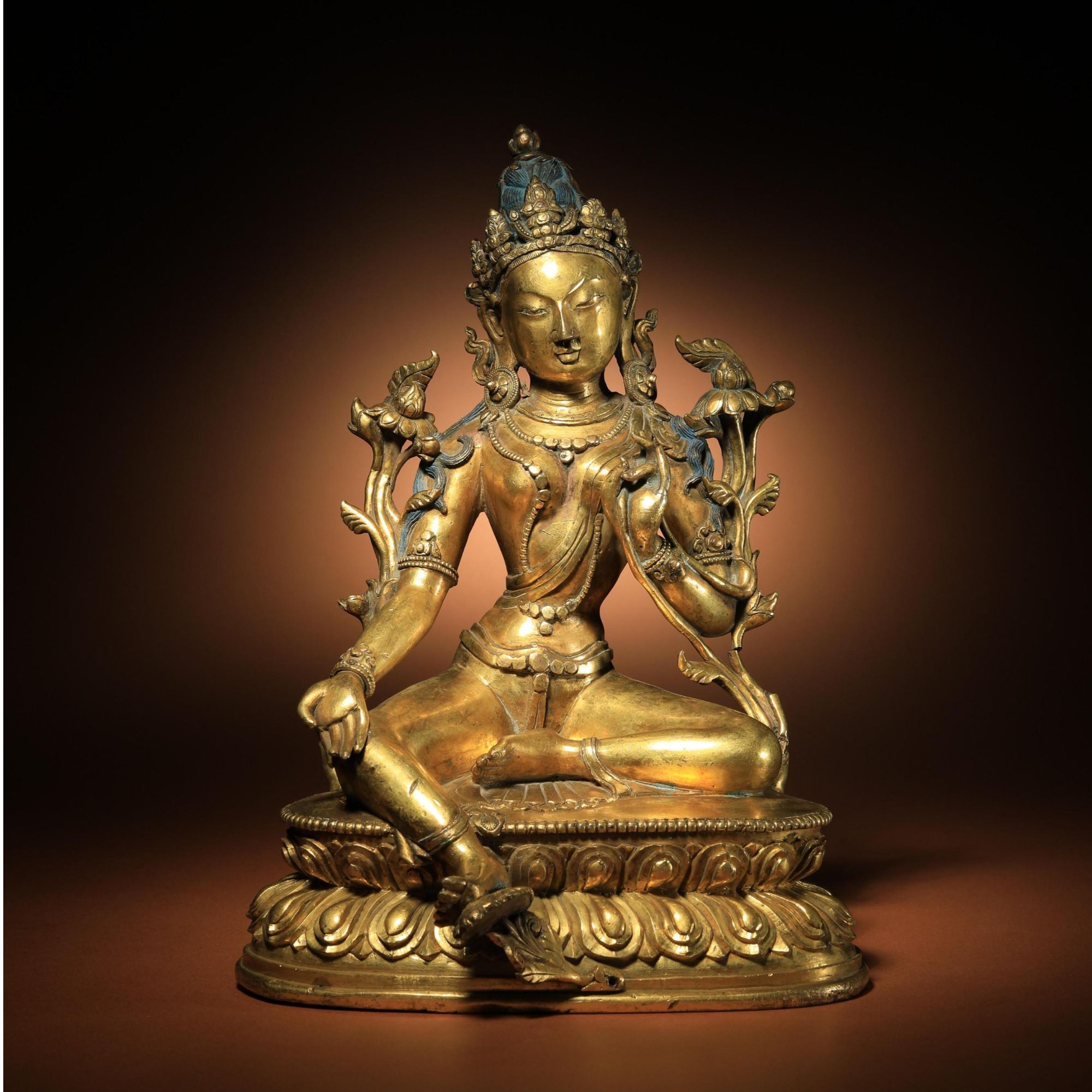 清 宫廷风格 清乾隆铜鎏金绿度母