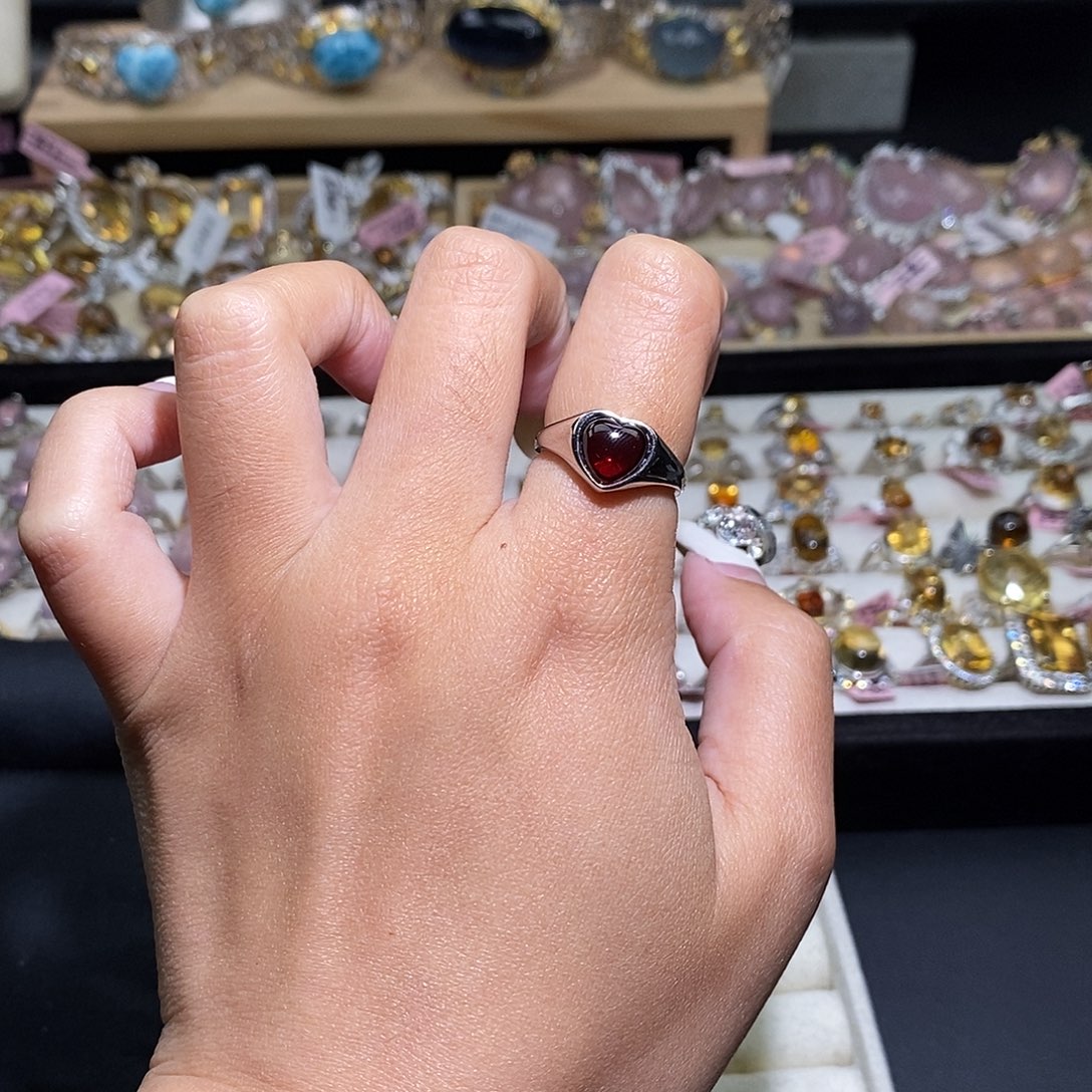 焦***猫银S925镶嵌烟晶戒指