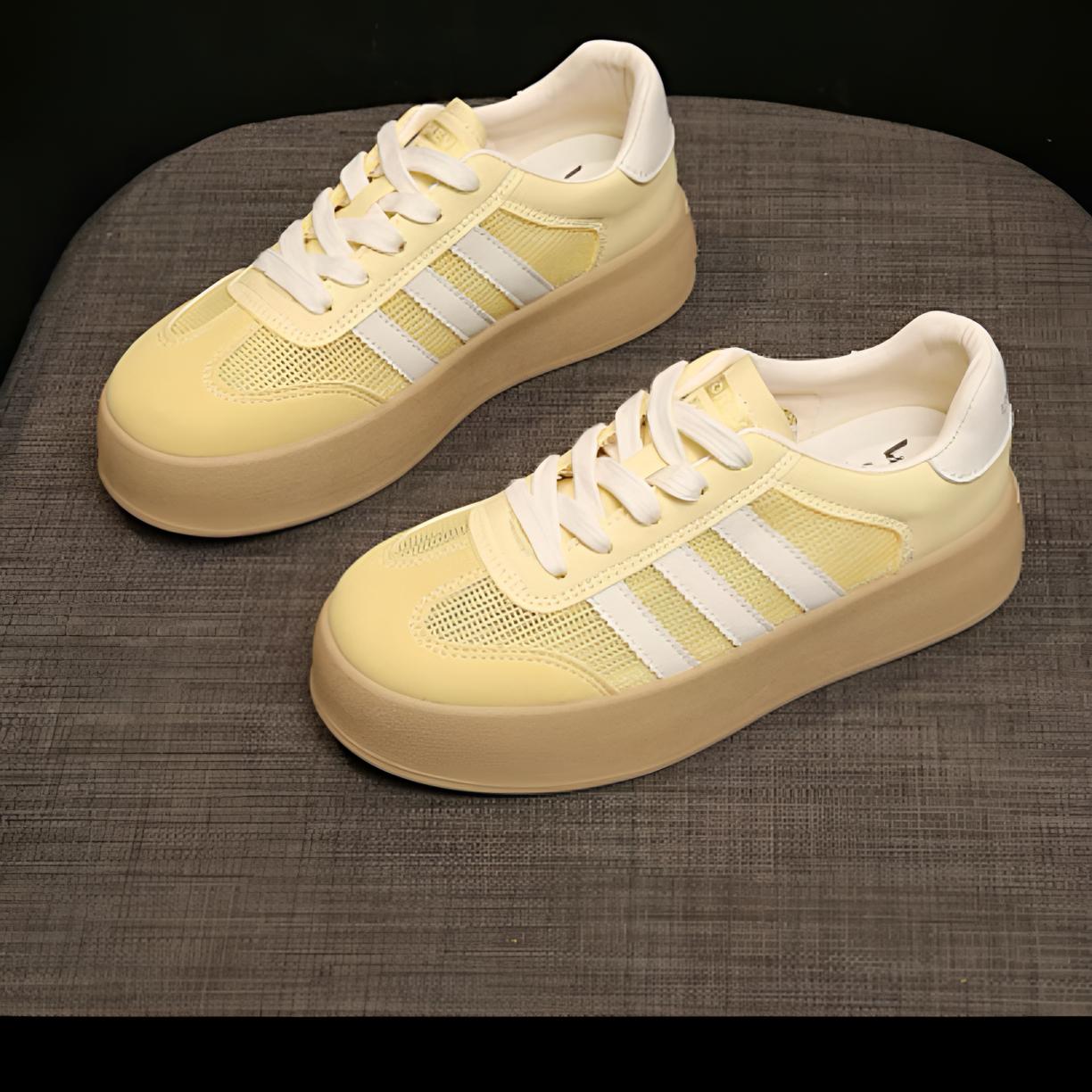 2025新款爆款透气网面黄色德训鞋女春夏百搭糖果色板鞋阿甘鞋