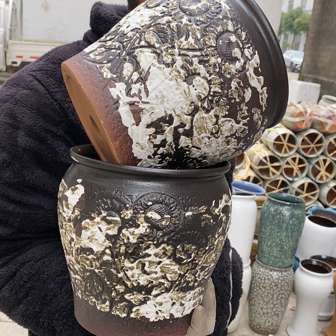 紫砂花盆正品口19高20