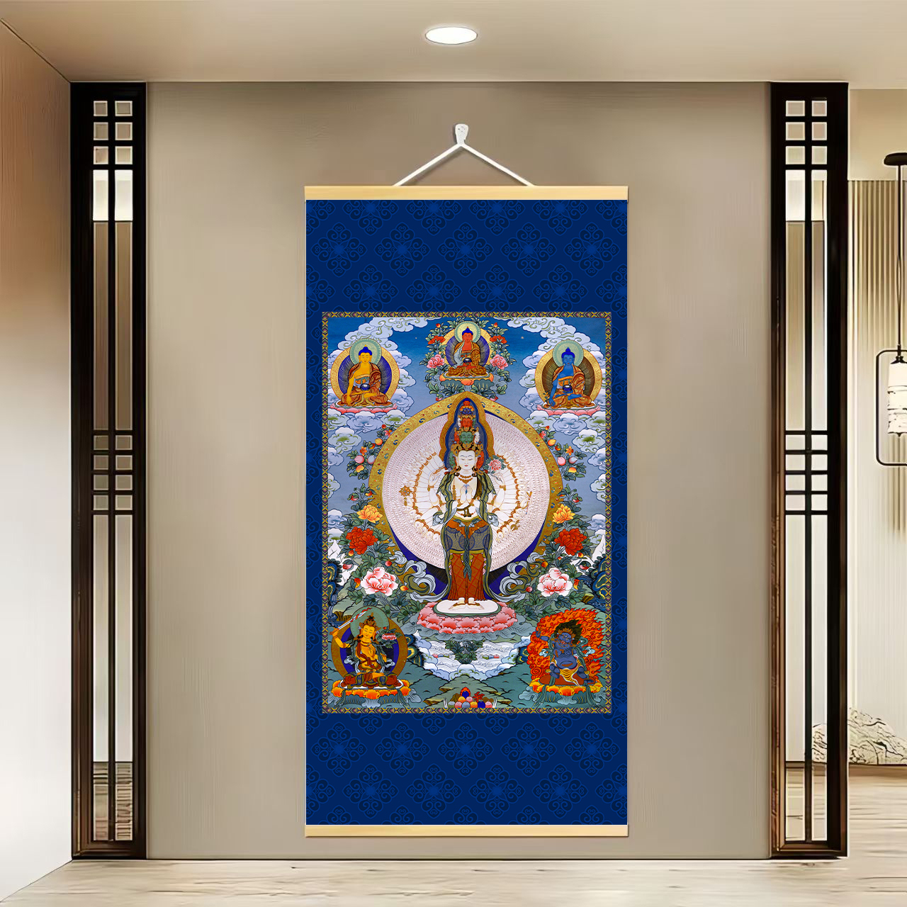 【834千手观音】60x120cm现代简约挂轴装饰画办公室家居装饰画