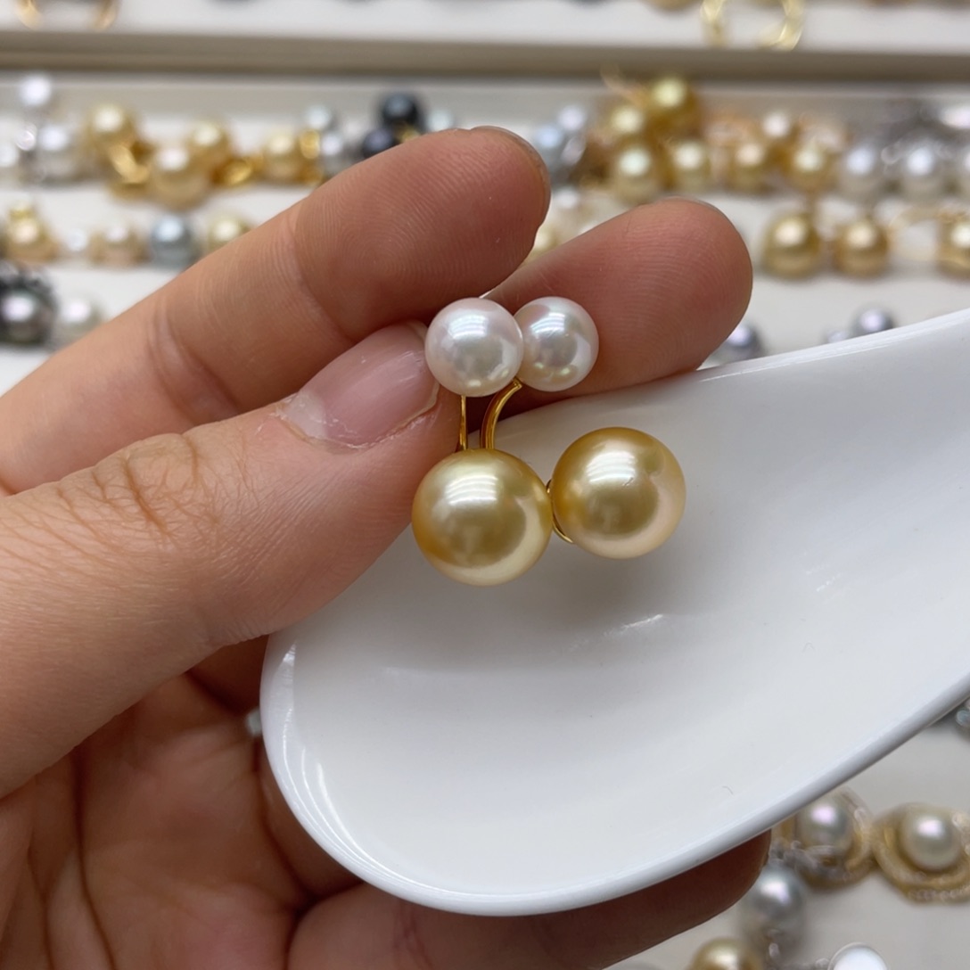 银S925镶嵌海水珍珠耳饰