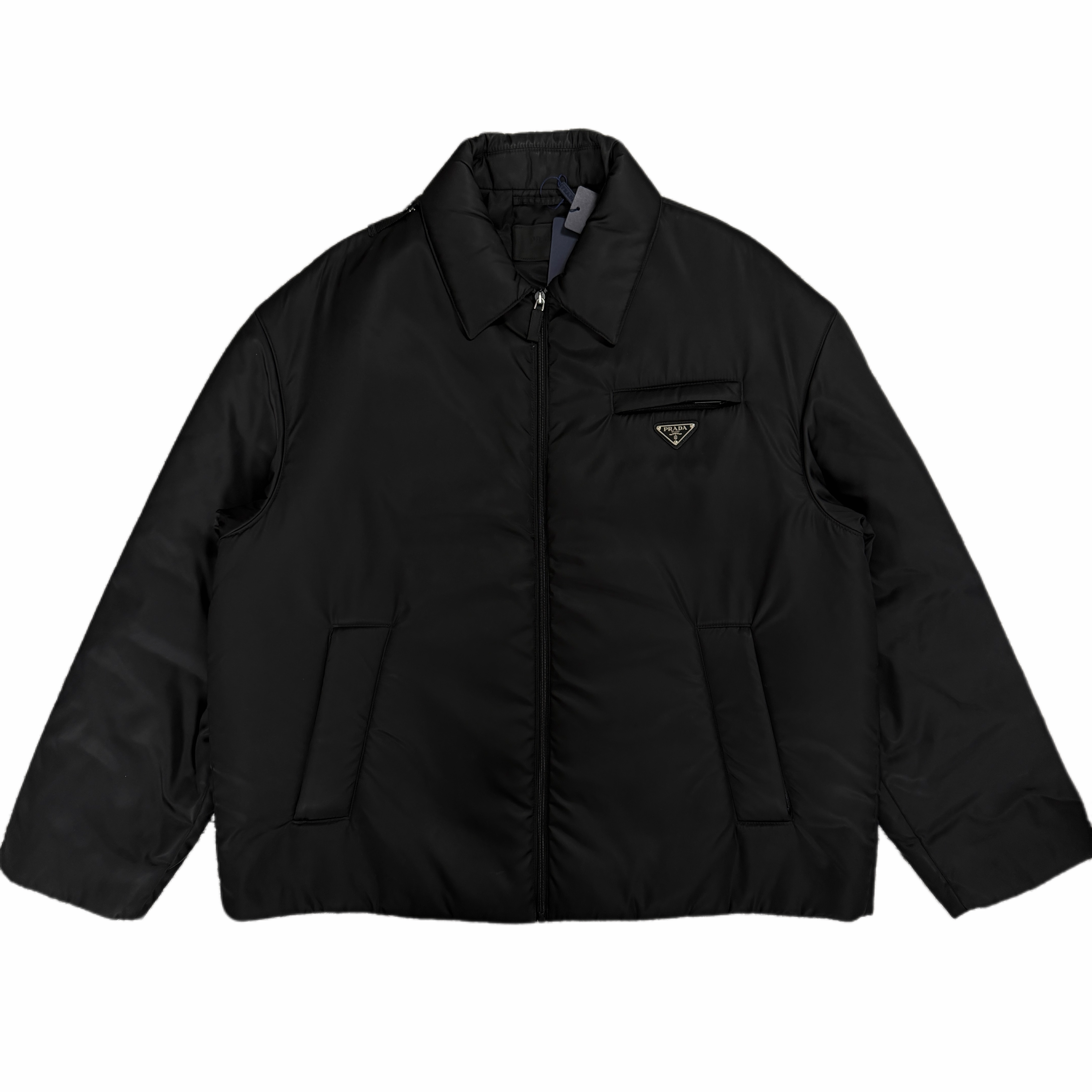 未使用 Prada/普拉达 黑色厚款尼龙胸前三角钢标棉服外套XL码
