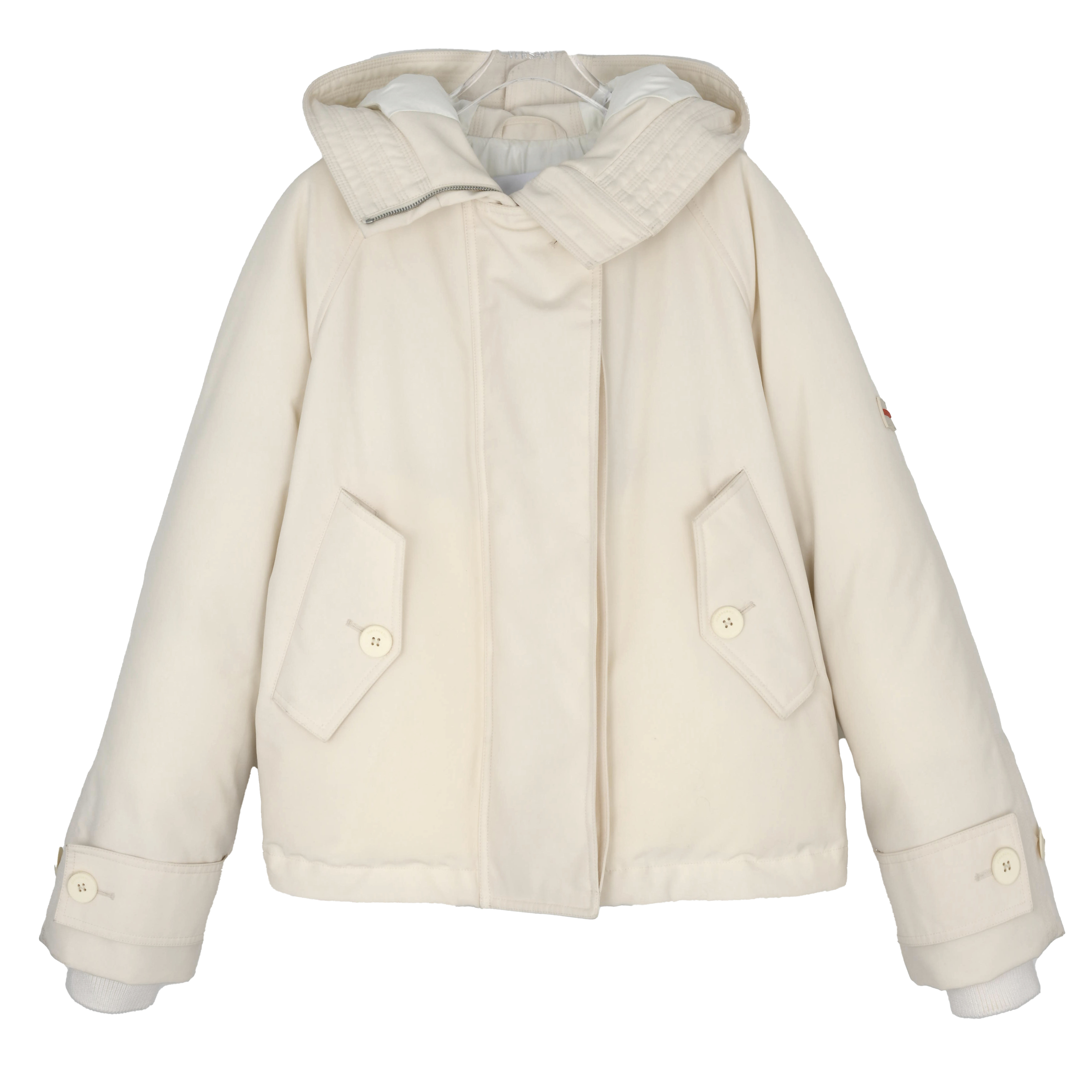 FERRAGAMO/菲拉格慕女士冬季厚款米白色连帽棉服 0770477