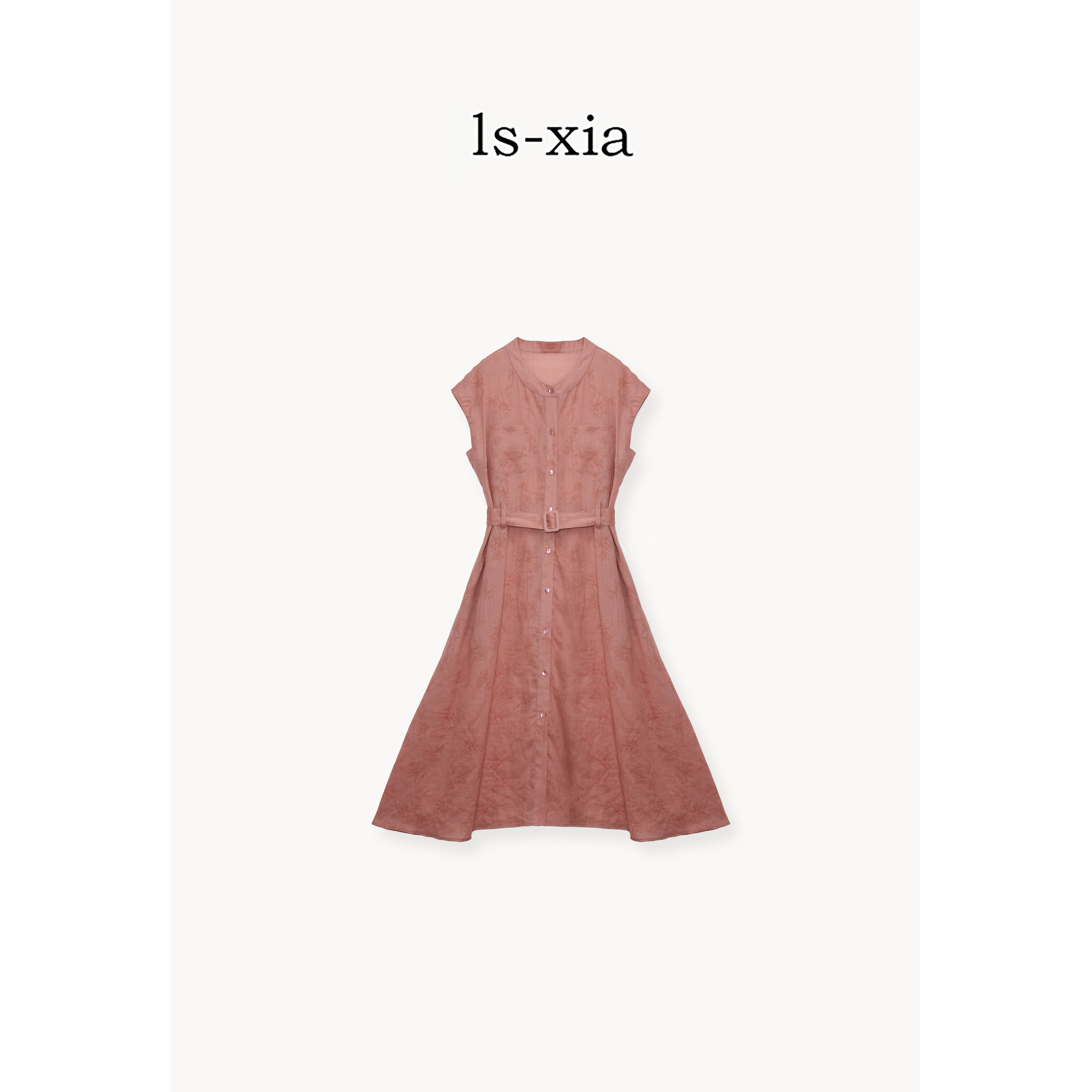 【柚见晨曦】100%苎麻优雅气质连衣裙无袖时尚