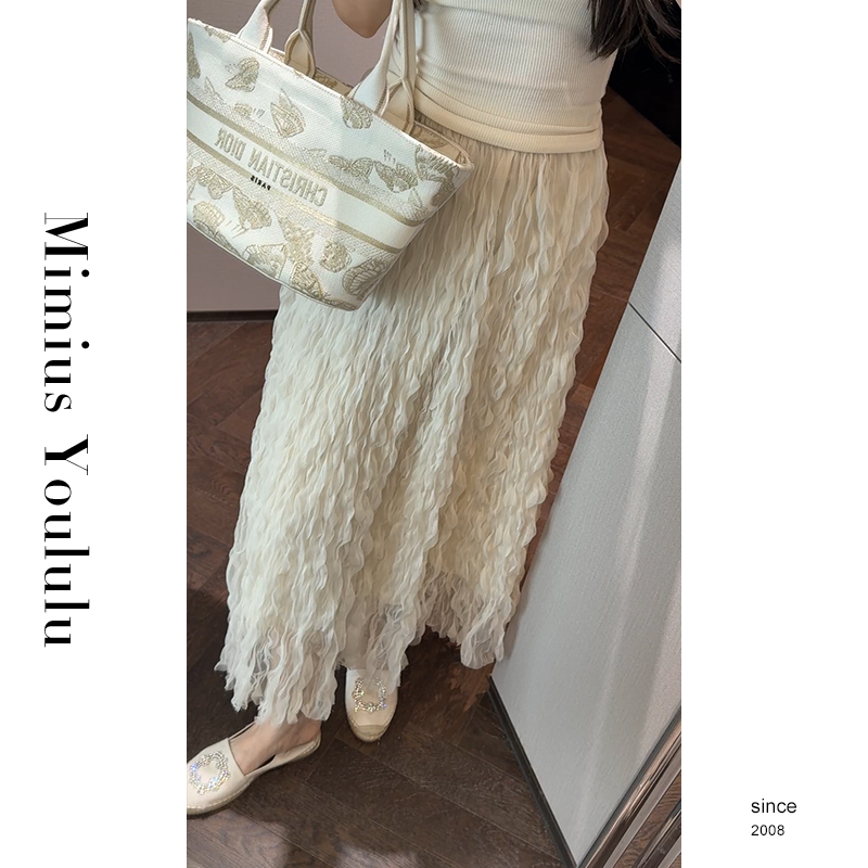 【mimius】&喵喵 温柔甜美褶皱纹理感仙气半身裙 G03097