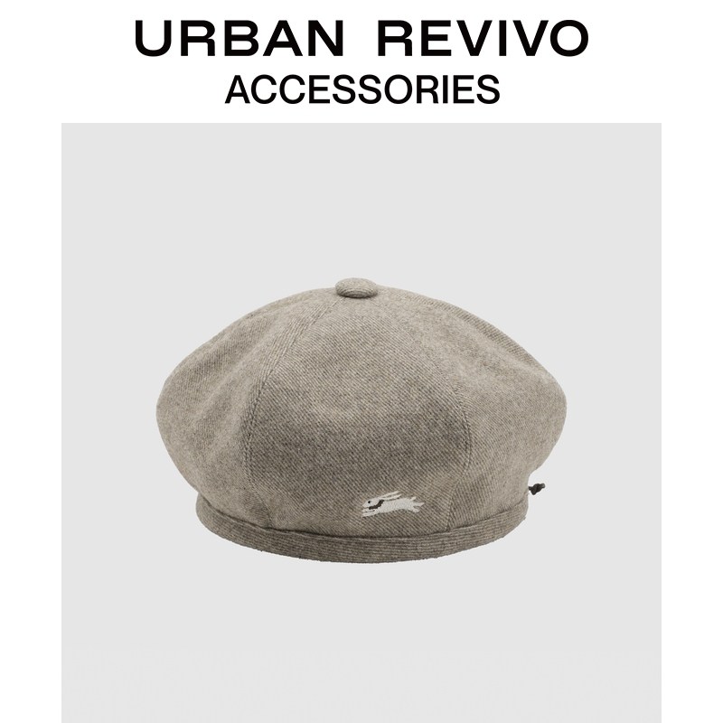 URBAN REVIVO2026春季新款女士复古兔子刺绣贝雷帽UAYA60020